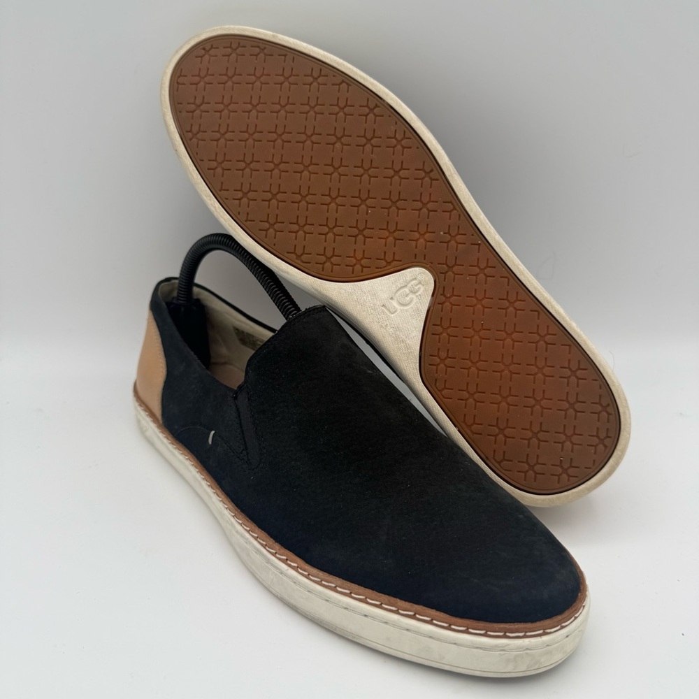 Women’s UGG Black Tan Suede Leather Adley Slip-On Loafer Casual Sneakers Size 10